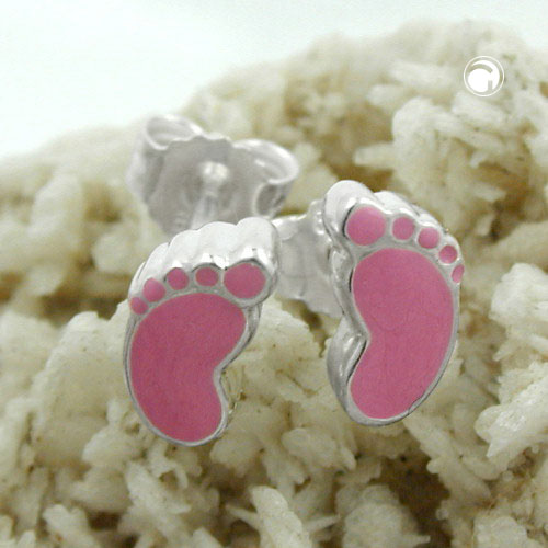 Studs argent 925 forme pied pastel de profil