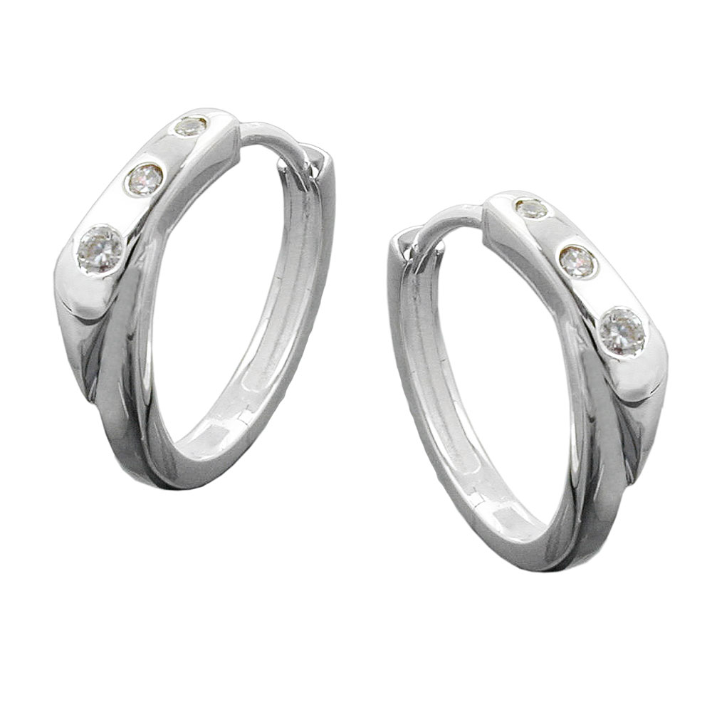 Boucles d'oreilles argent 925 créoles avec zirconias