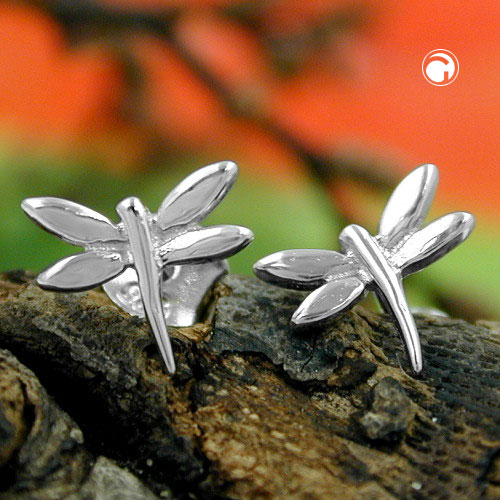 Boucles d'oreilles libellule en argent sterling vue de face