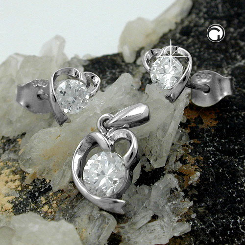 Paire de boucles d'oreilles argent sterling avec zirconias