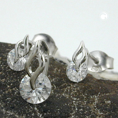 Boucles d'oreilles argent sterling zirconium vue de face