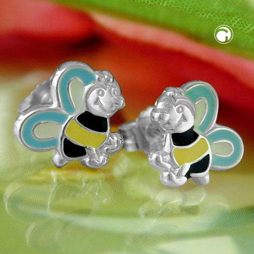 Dormeuses argent abeille motif nature