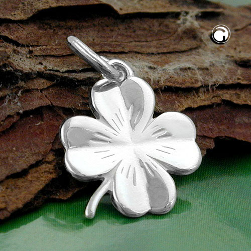 Pendentif argent sterling forme trèfle chance vue de face