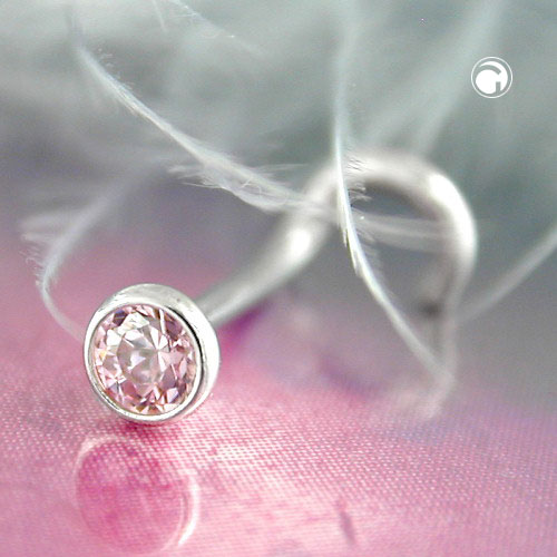 Piercing nez argent sterling avec zircon rose