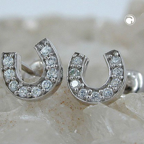 Paire de boucles d'oreilles argent sterling forme fer à cheval
