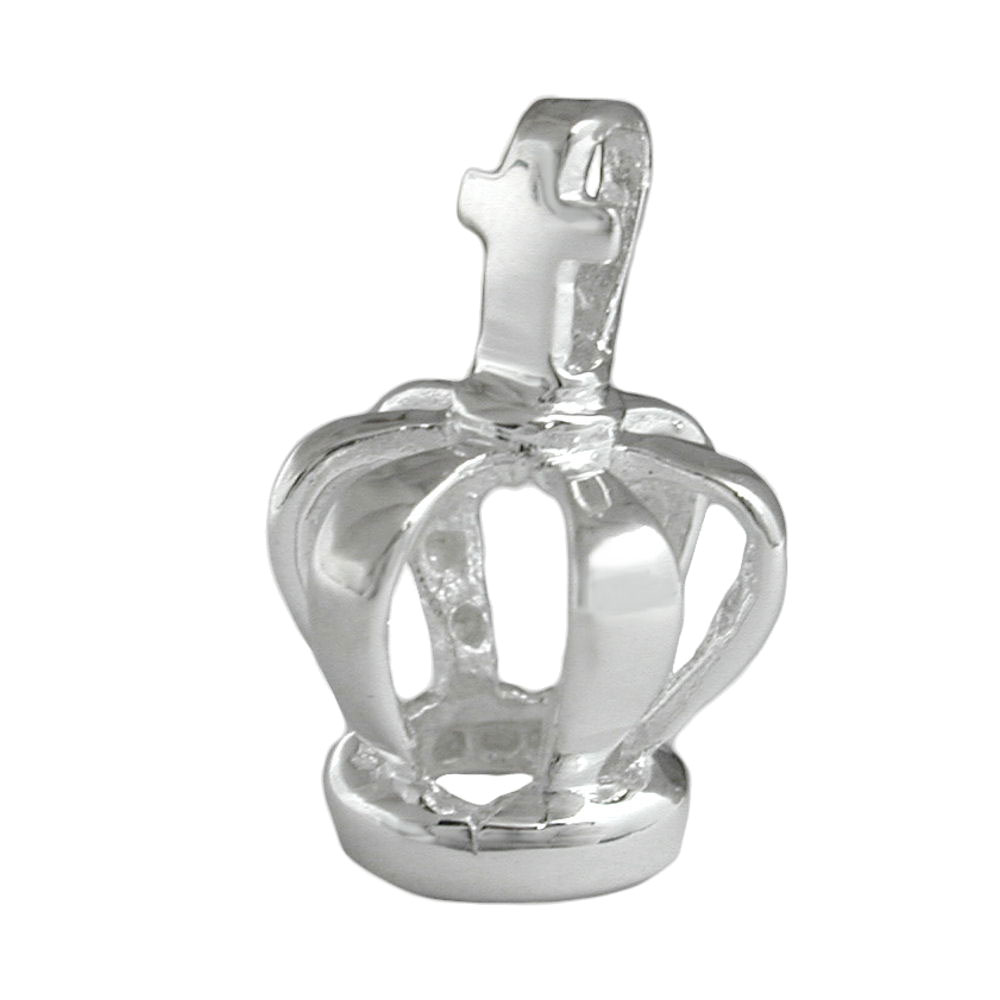 Pendentif couronne croix argent 925 vue face