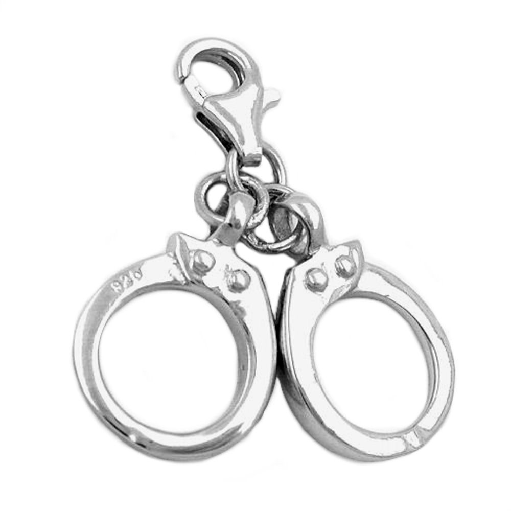 Pendentif menottes en argent 925 rhodié vu de face