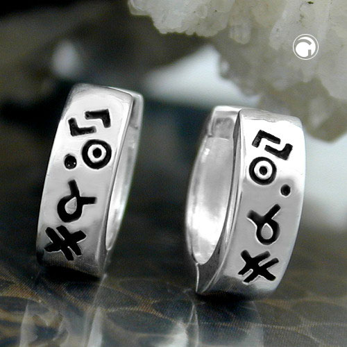 Paire de boucles d'oreilles argent sterling avec gravure mystique
