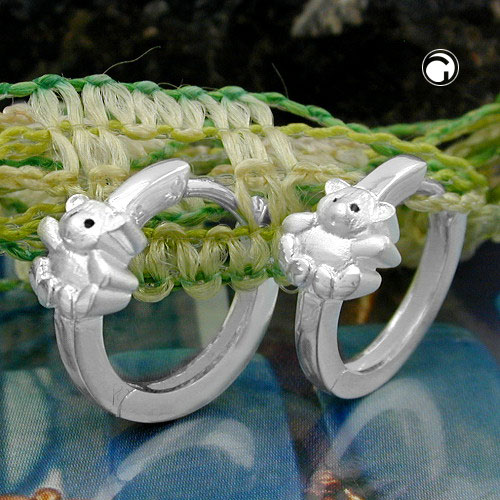 Paire de boucles d'oreilles argent sterling ours miniature