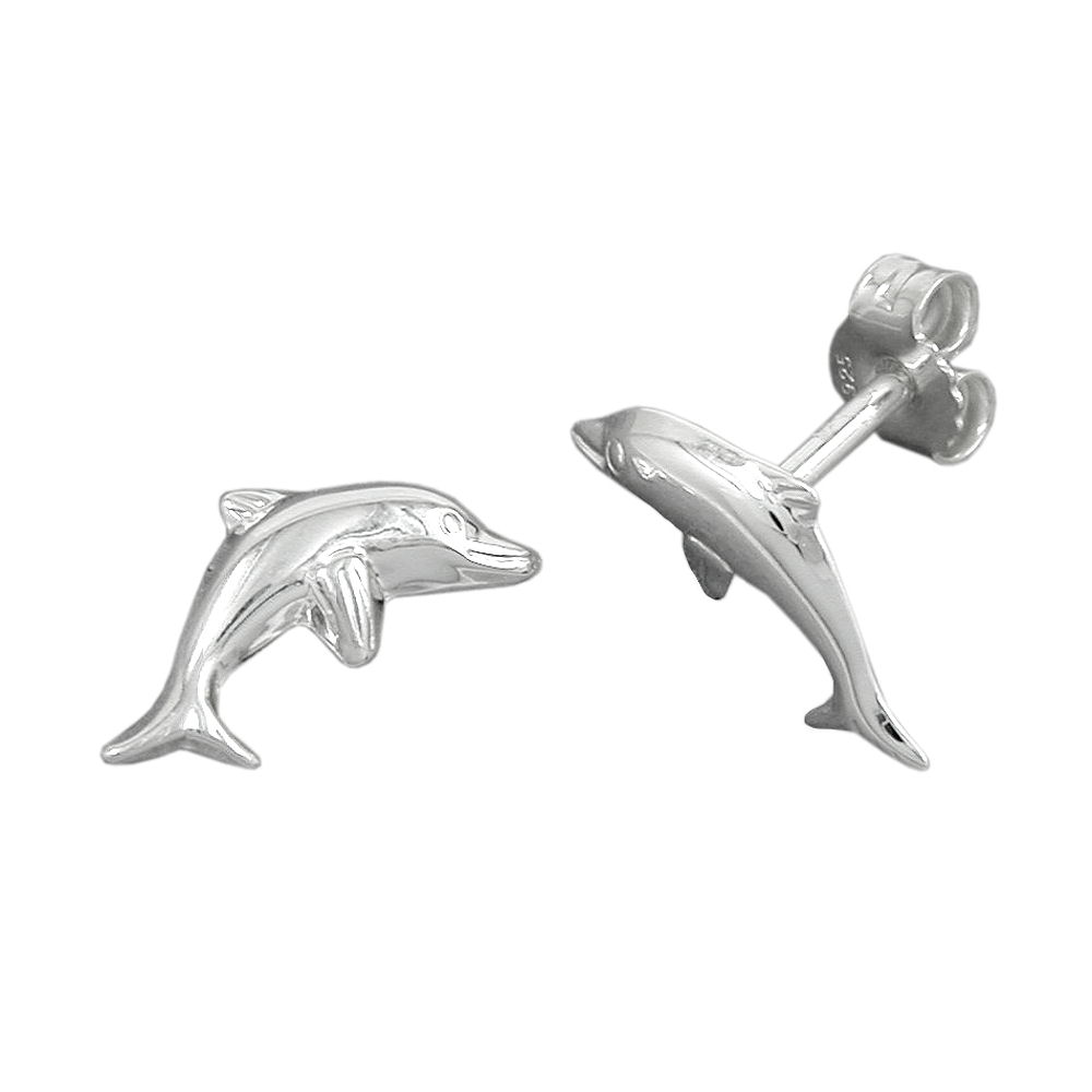 Boucles d'oreilles argent 925 dauphin sauteur brillant