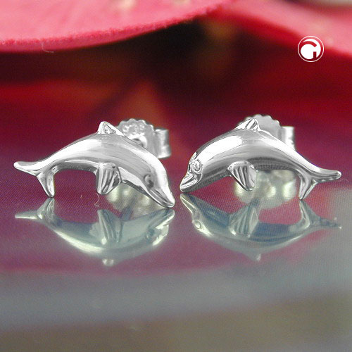 Paire de boucles d'oreilles argent sterling forme dauphin