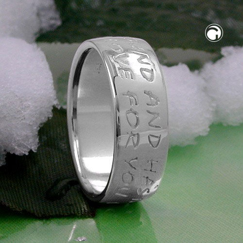 Bague argent sterling romantique avec inscription intérieure