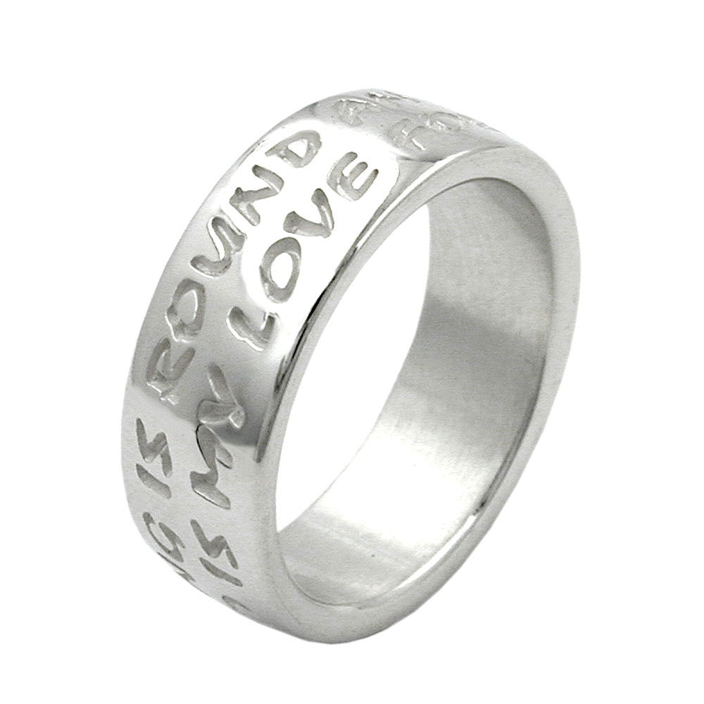 Bague argent 925 gravée Love Has No End vue de face