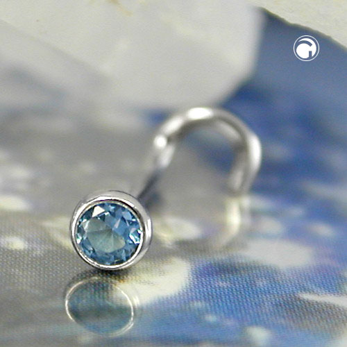 Nose screw argent sterling avec pierre bleue ciel