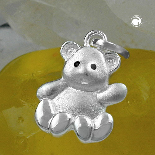 Pendentif petit ours en argent sterling, vue de profil