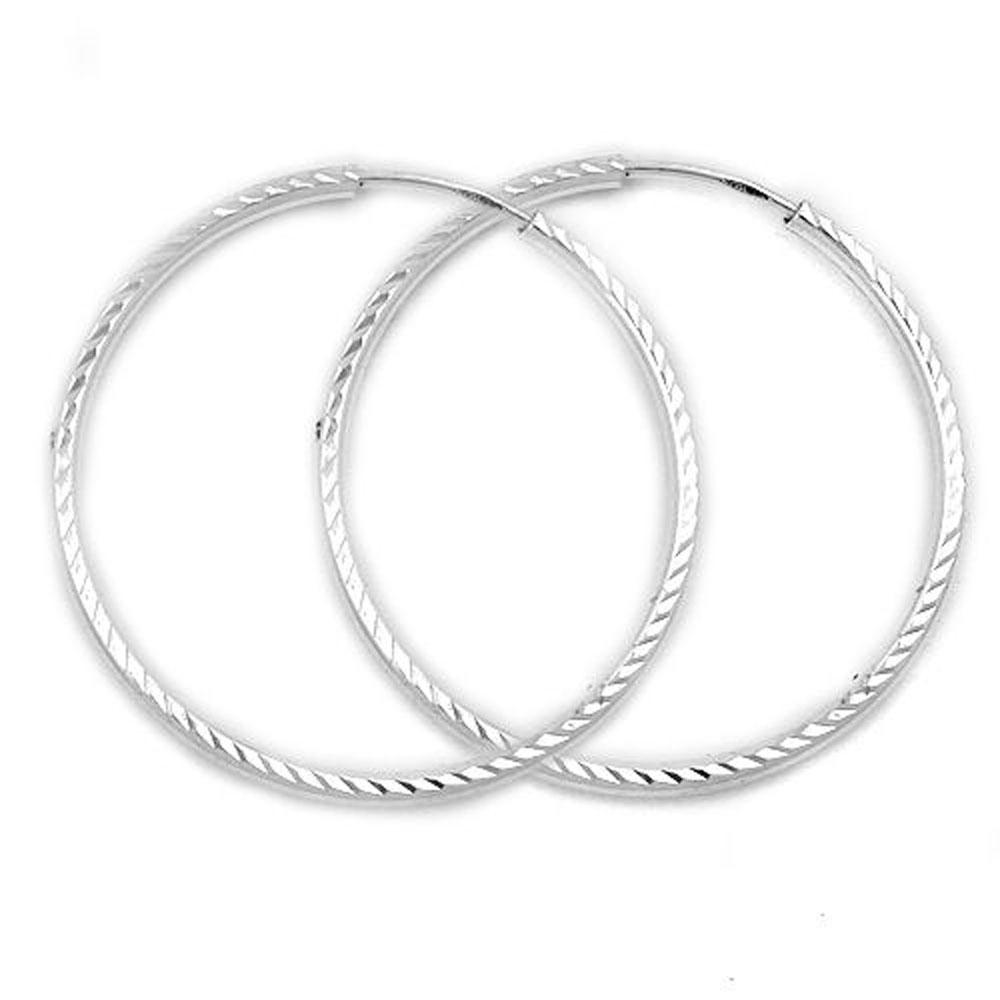 Boucles d'oreilles créoles argent 925 diamantées 30mm
