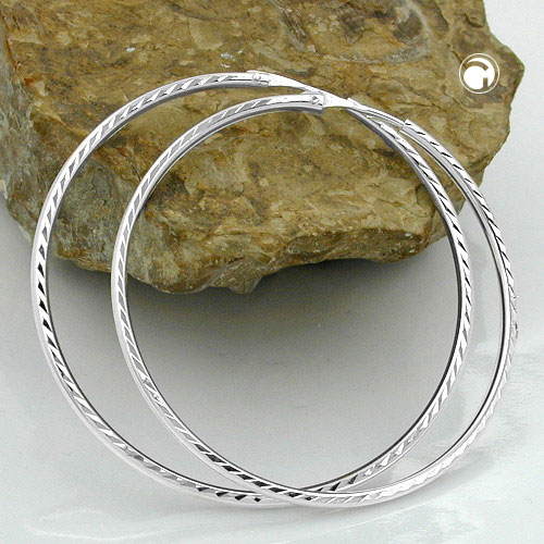 Créoles argent sterling 48 mm vue de profil