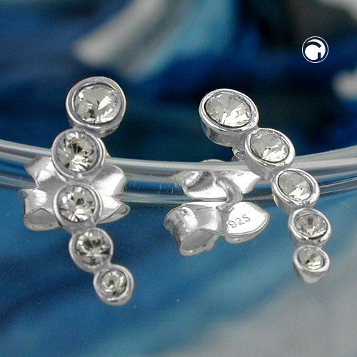 Puces d'oreilles argent sterling 5 cristaux