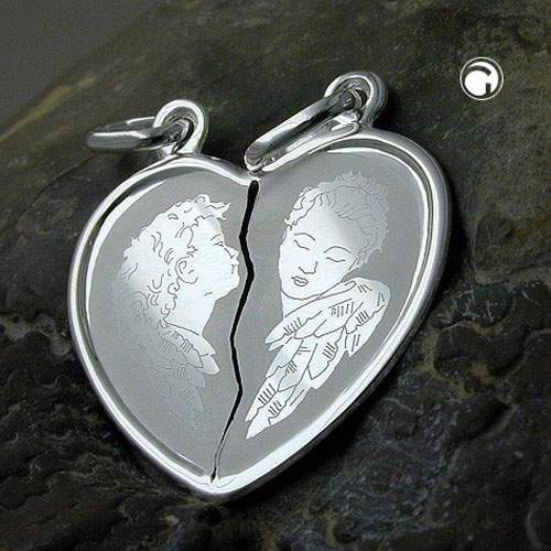 Pendentif argent sterling forme cœur deux parties amovibles