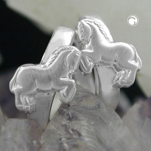 Paire de boucles d'oreilles argent cheval mat pour fille