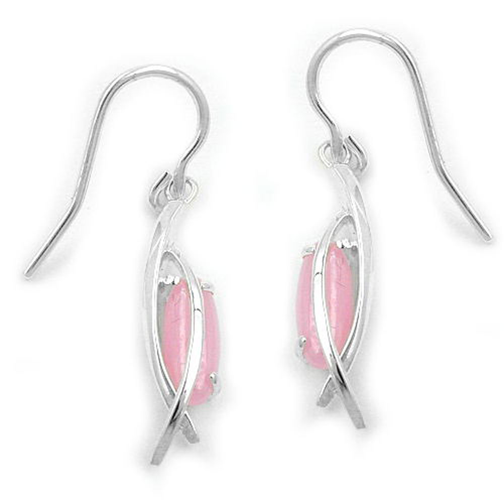 Boucles d'oreilles argent 925 cristal cubic zirconia rose laiteux