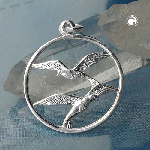 Pendentif oiseaux argent sterling détail ciselure