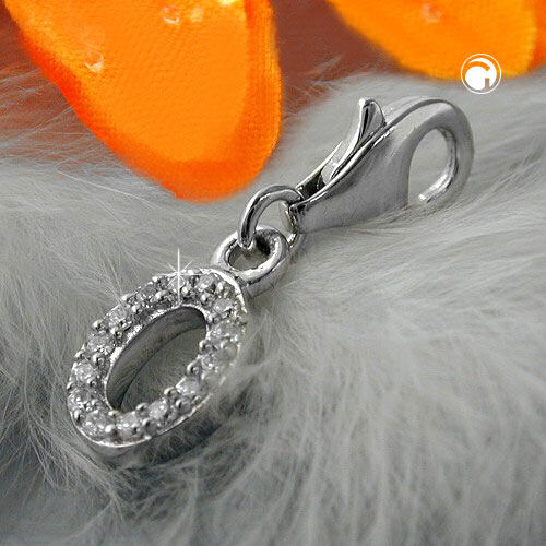 Charme lettre en argent sterling serti de zirconias, vue détaillée