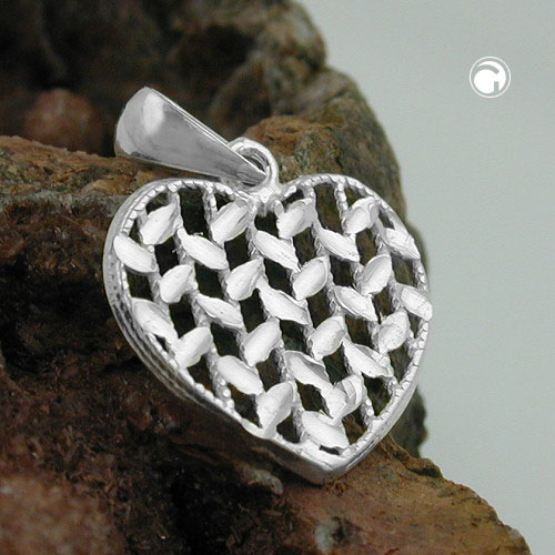 Pendentif argent sterling coeur 15mm vue de face