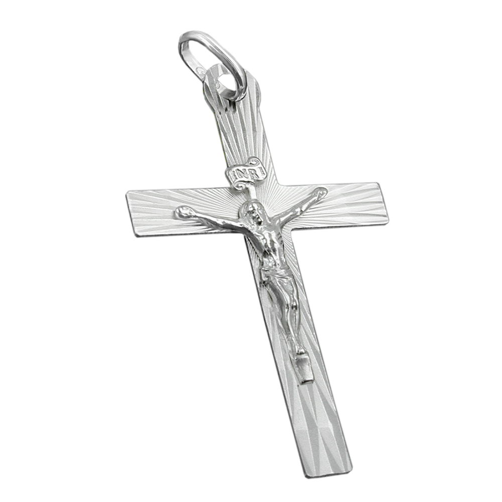 Pendentif crucifix argent 925 brillant taille diamant
