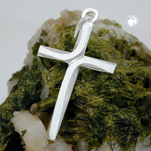 Croix argent sterling finition mate pendentif 29x17mm