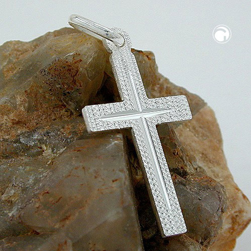 Vue de dos du pendentif croix argent sterling lisse et brillant