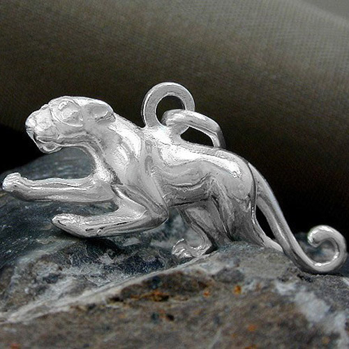 Pendentif argent sterling jaguar vue de profil