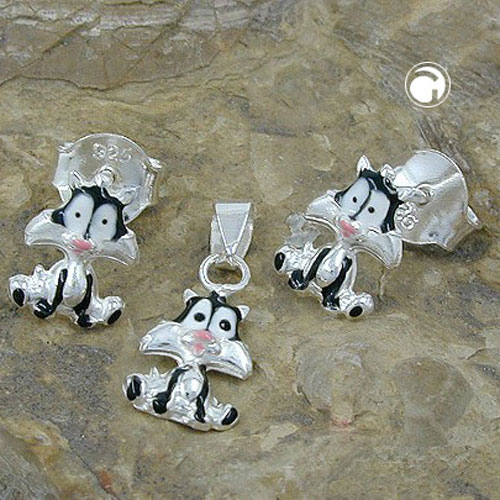 Set enfant argent sterling Sylvester pendentif et boucles d'oreilles