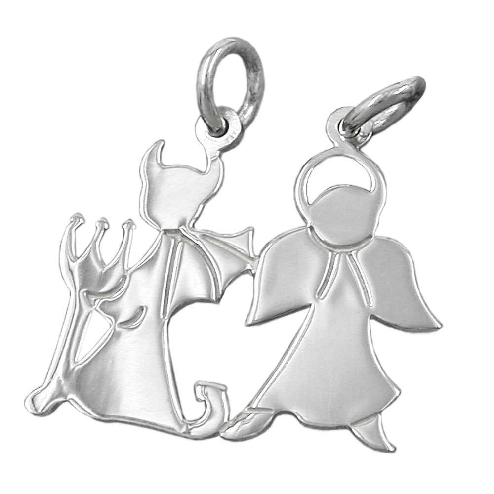 Pendentif argent 925 Ange-Démon modulable vue ensemble