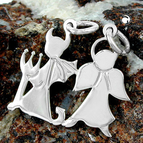 Pendentif argent sterling Ange-Démon séparé en deux parties