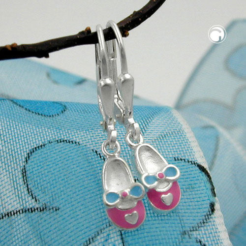 Paire de boucles d'oreilles argent sterling fines pink-blue