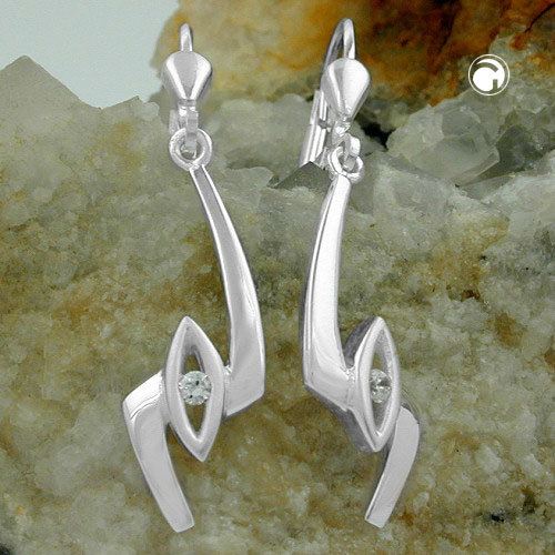 Paire de boucles d'oreilles en argent sterling ornées d'un zirconia blanc
