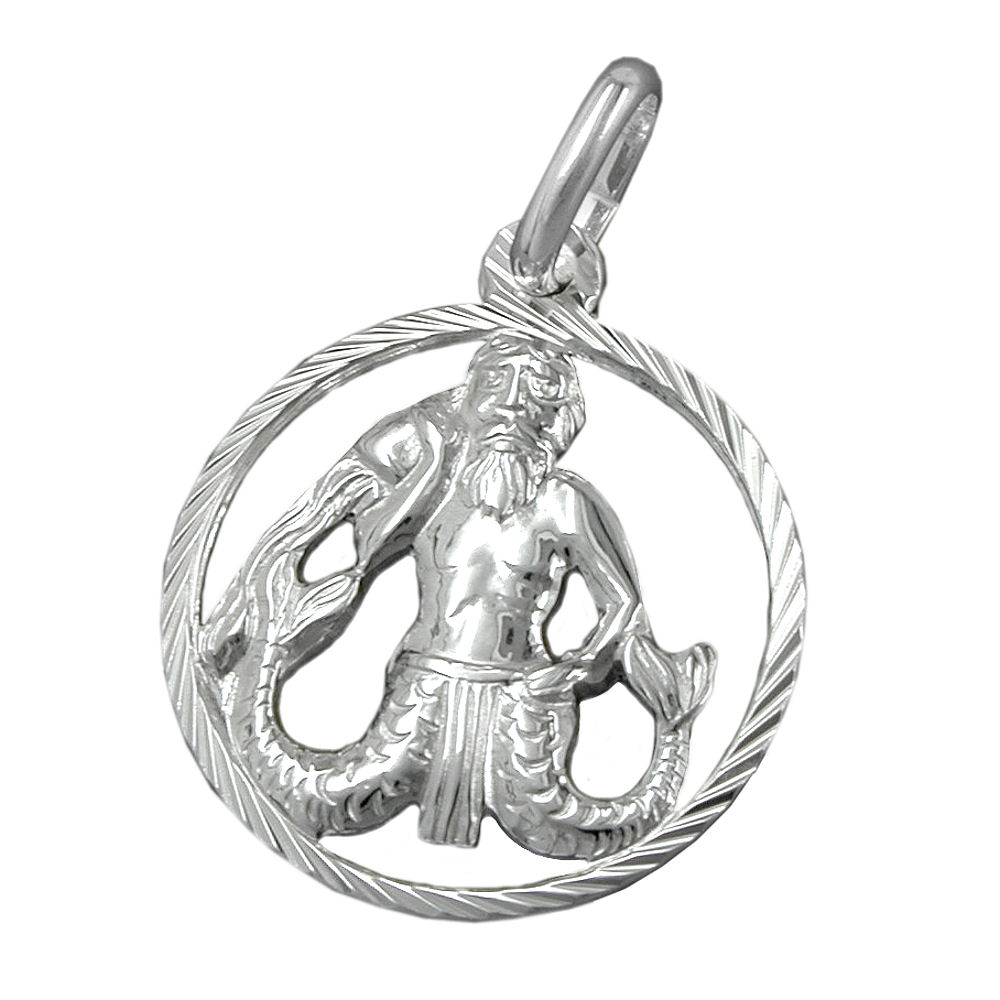 Pendentif argent 925 Verseau avec cadre diamanté