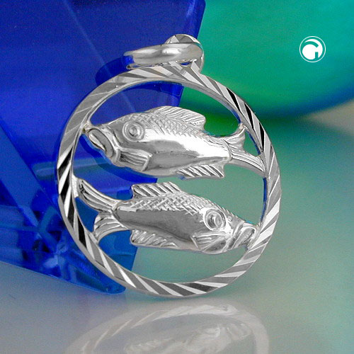 Bijou zodiacal poissons en argent sterling sur fond neutre