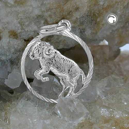 Pendentif astrologique argent Bélier, vue détaillée du symbole