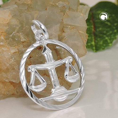 Bijou pendentif signe Balance en argent sterling vue de face