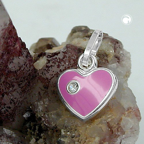 Vue de profil du pendentif argent 925 cœur rose laqué