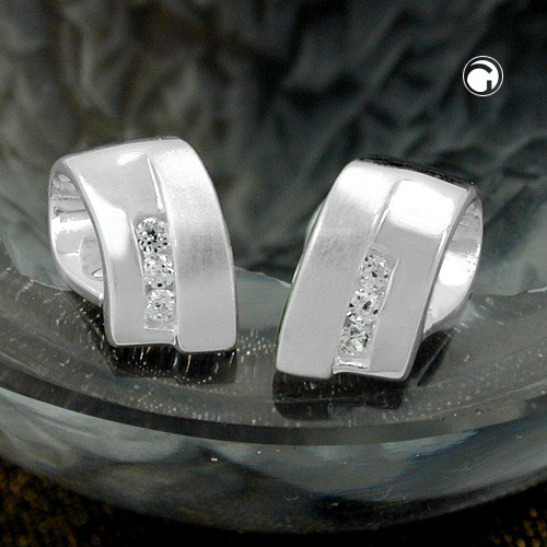 Paire de boucles d'oreilles chic en argent sterling et zirconium