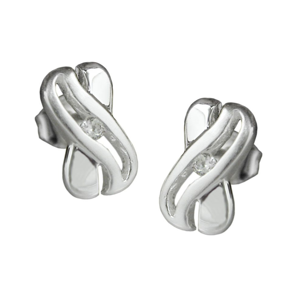 Boucles d'oreilles argent 925 avec zircones blanches
