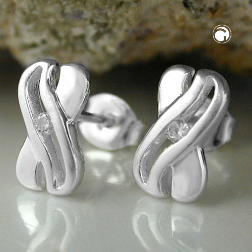 Paire de boucles d'oreilles argent sterling et zircone cubique