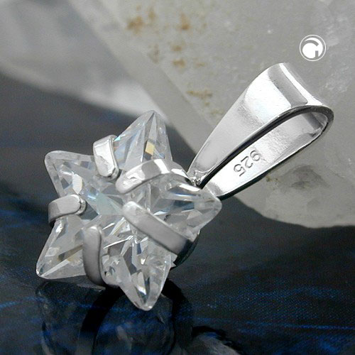 Pendentif argent étoile zirconias blanc, vue de face