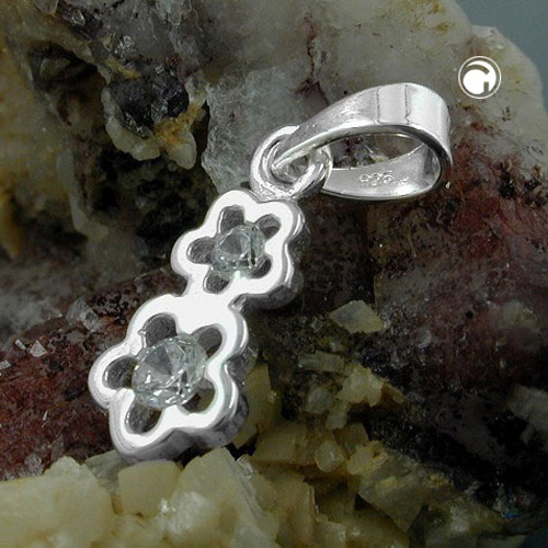 Bijou argent fleurs zirconias pendentif vue détaillée