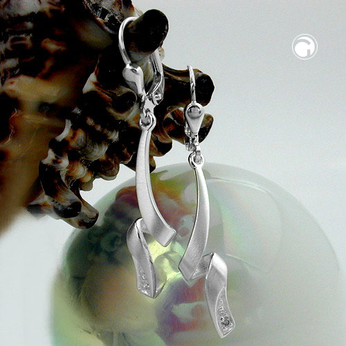 Créoles argent sterling à fermoir levier et zirconium
