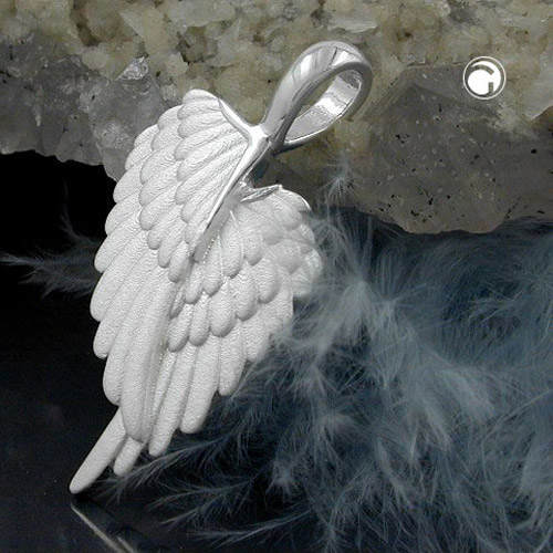 Pendentif argent sterling ailes d'ange, détail œillet