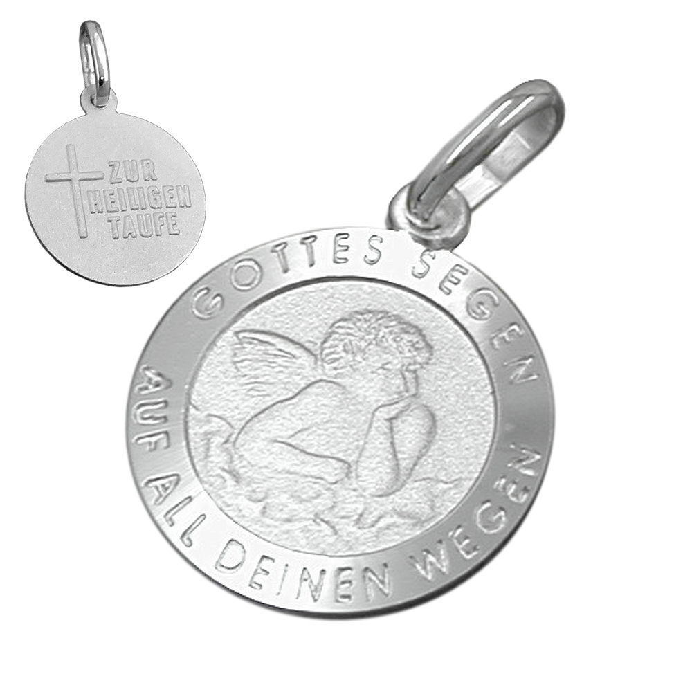 Pendentif argent 925 rond gravé pour baptême